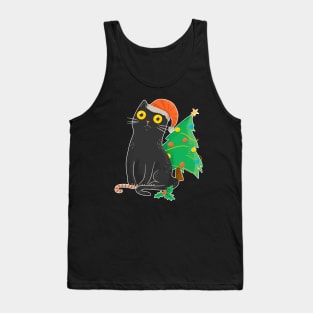 Intense Gaze Black Cat - Christmas Tank Top